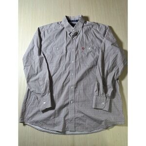 Wrangler George Strait Shirt Mens XL Gray‎ Logo Embroidery Geometric Button Down